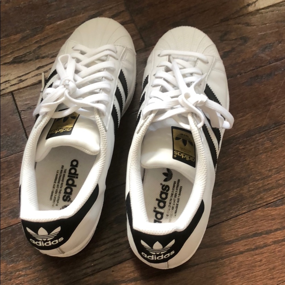 Adidas superstar black and white shoes